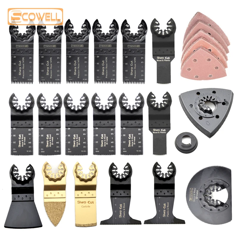 20% OFF Mixed 45KIT SCOWELL Oscillating Multi Tool Saw Blades 20mm-80mm For Metal Wood