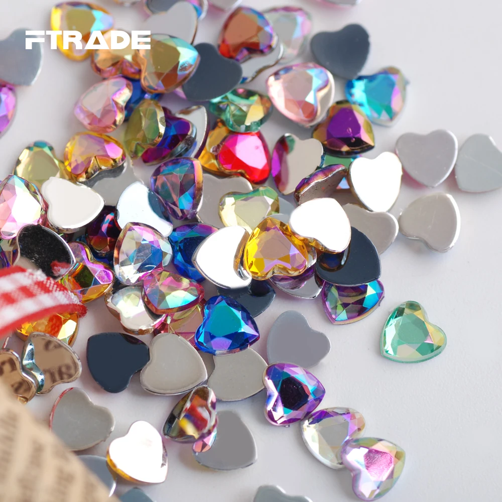 

6 мм Разноцветные кристаллы для ногтей в форме сердца Форма акриловых плоских с одной стороны Стразы не исправление камней блестит Сделай С...