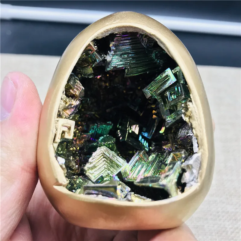 

70mm natural coinage mineral symbol egg-shaped decoration