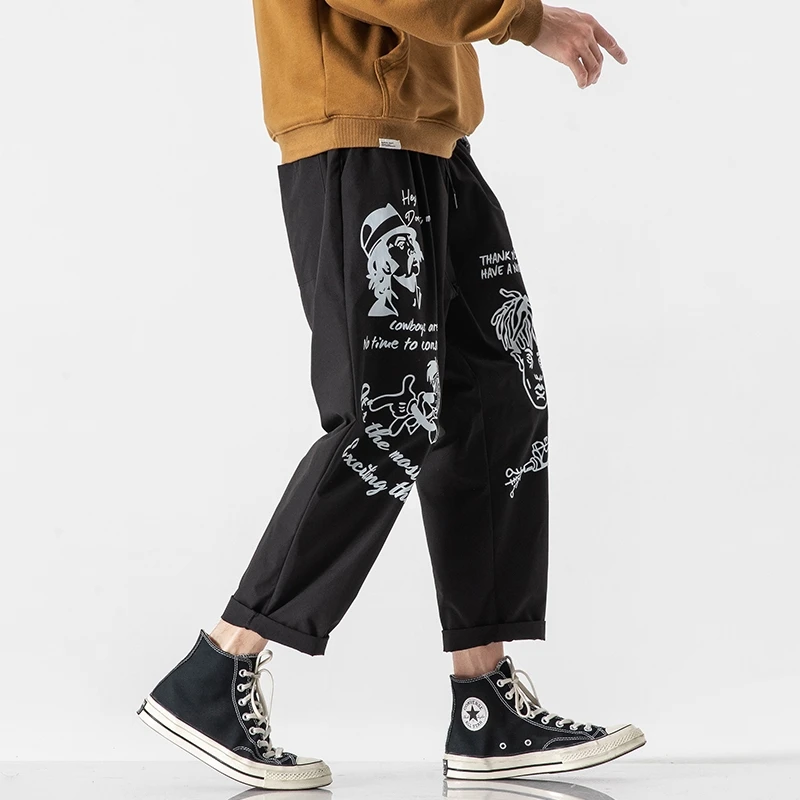 

New 2021 Spring Autumn Men Clothing Men Pants Print Oversized Streetwear Cargo Pants Men Casual Loose Pants Men's Pants Man
