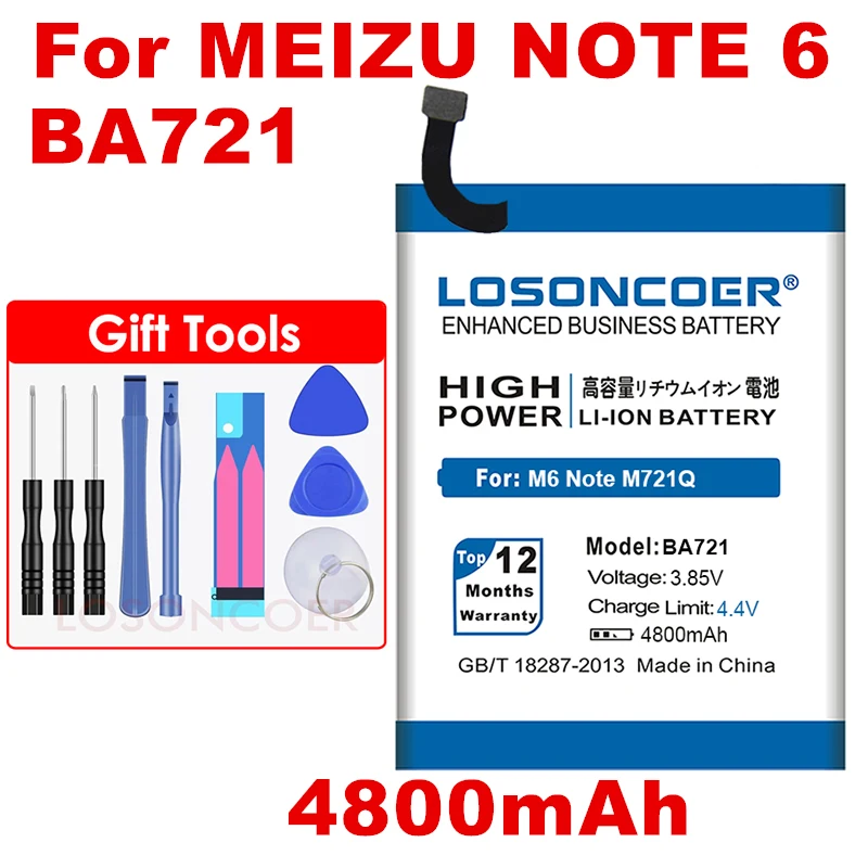 4800 мАч BA721 для Meizu Meilan Note 6 батарея M6 Note M721Q M721H M721L Аккумуляторы для мобильных телефонов бесплатные инструменты подставка держатель наклейки