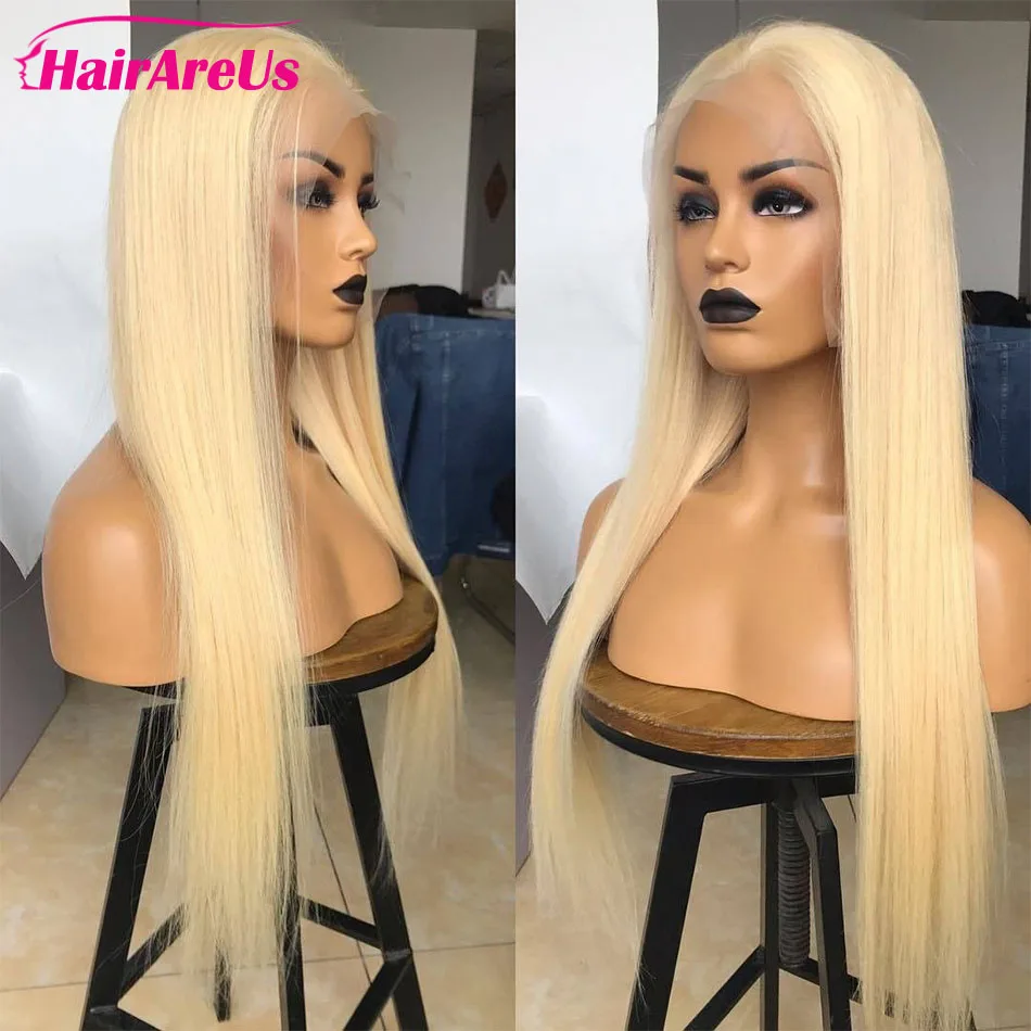 

613 парик блонд, прямые человеческие волосы, парик для женщин, прозрачные предварительно выщипанные Детские волосы, 13x 4, кружевной передний п...