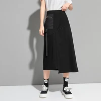 womens skirt summer new dark personality zipper decoration stitching pocket design fashion casual loose large size skirt
