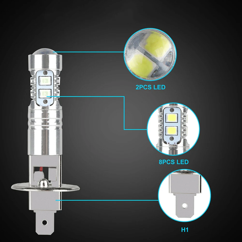 2 шт. H1 светодиодный 12V 10SMD 1800LM 8000K Ice Blue 6000K супер яркий автомобильный