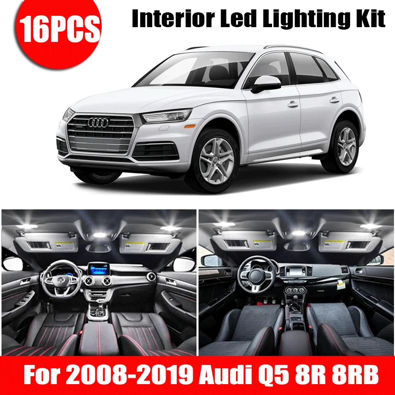 16 шт. белые светодиодные с Canbus Автомобильный интерьер Комплект ламп для 2008 2019 Audi Q5