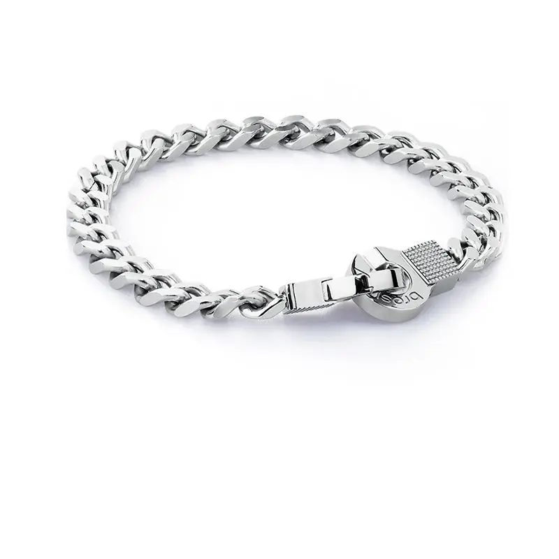

Brosway Original Fashion Cuban Chain Titanium Silver Bracelet Steel Bracelet Boys Day Gifts for Boyfriend Retro Jewelry Bracelet
