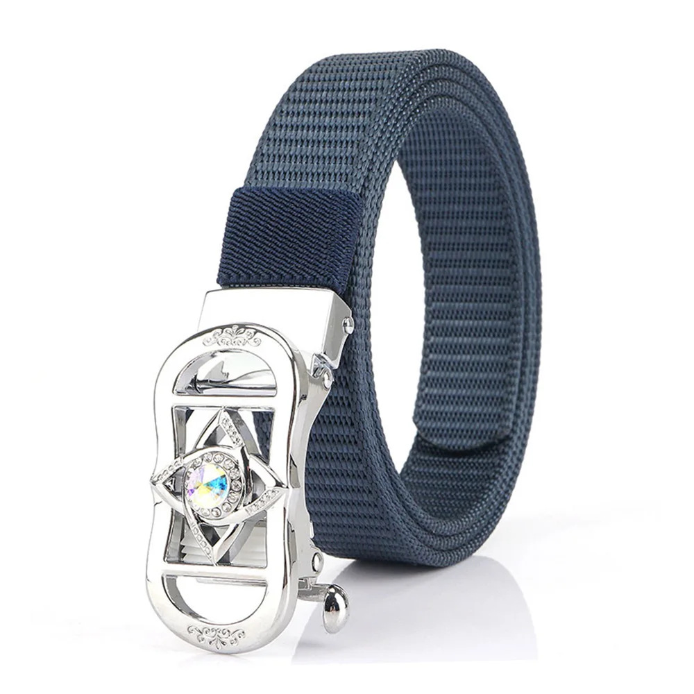 CANTIK Unique Design Crystal Diamond Decorative Automatic Buckle Quality Ladies Nylon & Canvas Belts Accessories Women CBCA296