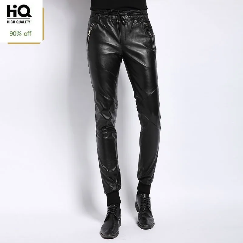 Мужские брюки из натуральной кожи 2020 осенние корейские новые Модные