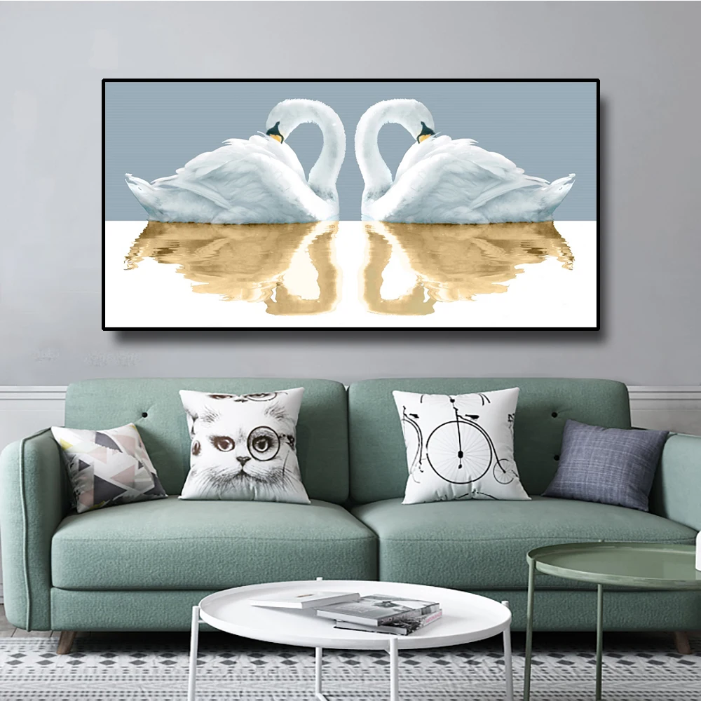 

Canvas painting Swan With Couple Posters And Prints Wall Art Pictures For Living Room Bedroom Decoration Modern Home Art Decor