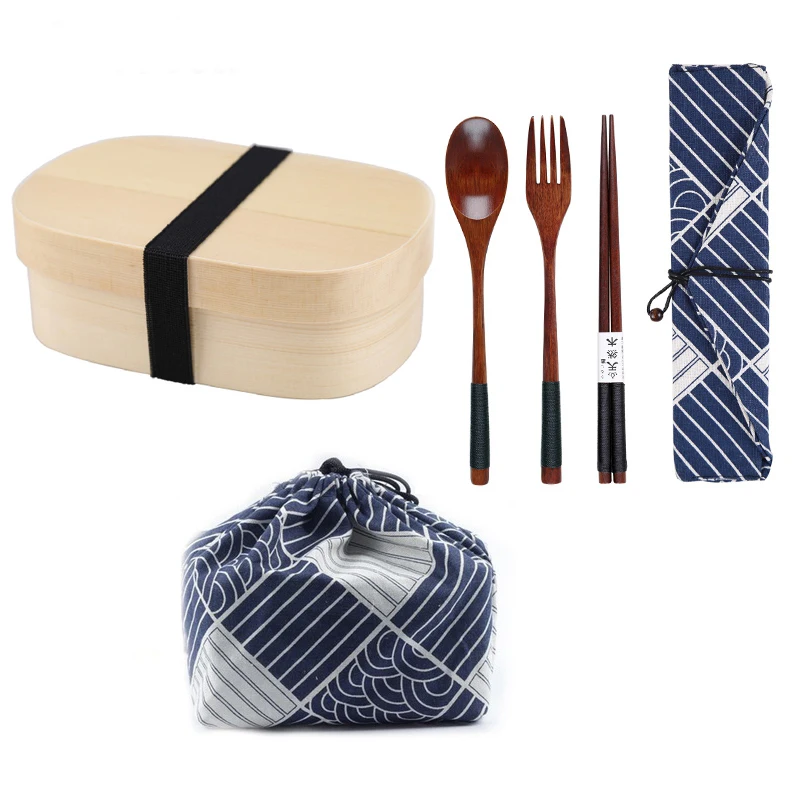 Unibird японская квадратная деревянная коробка для ланча с сумкой и ложкой палочки