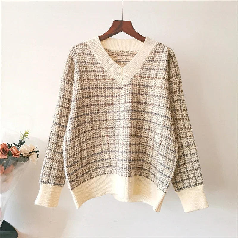 

Urifens 2021 Autumn Winter Striped Sweaters Women Casual O Neck Hit Color Loose Pullovers Female All Match Soft Jumper T394