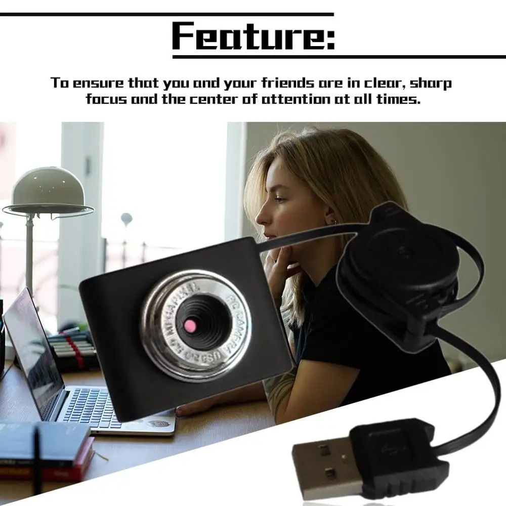 

0.3 Million Pixels Mini Webcam HD Web Computer Camera with Microphone for Desktop Laptop USB Plug and Play for Video Calling