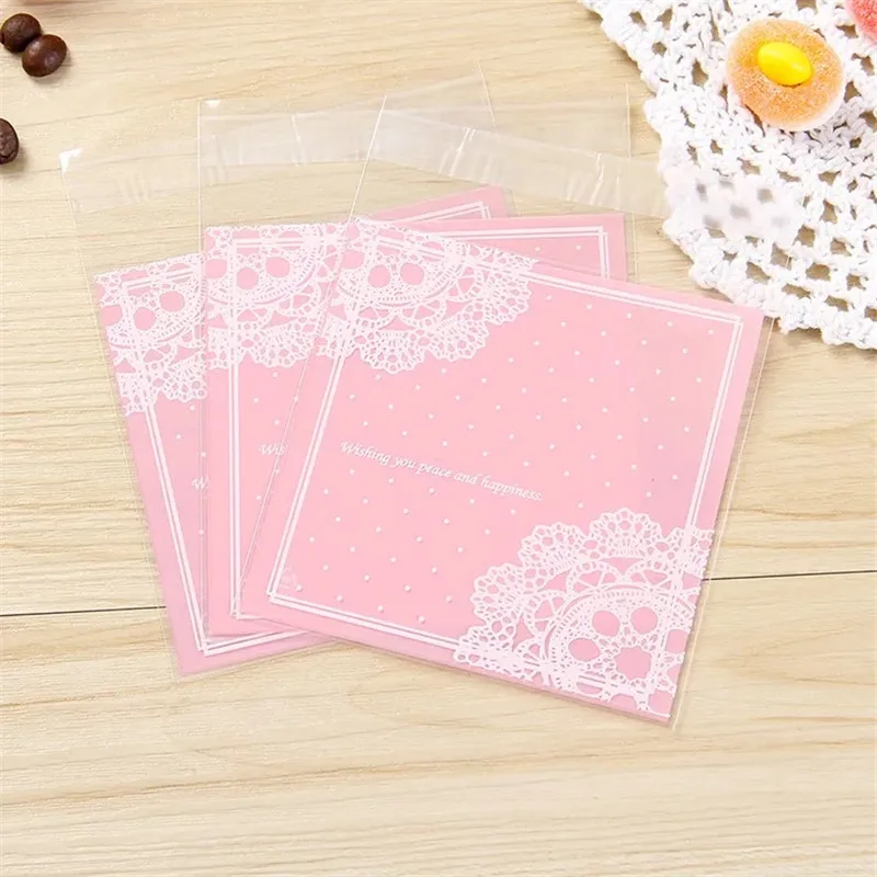 Пластиковые пакеты для печенья кружевные самоклеящиеся упаковки торта конфет 10