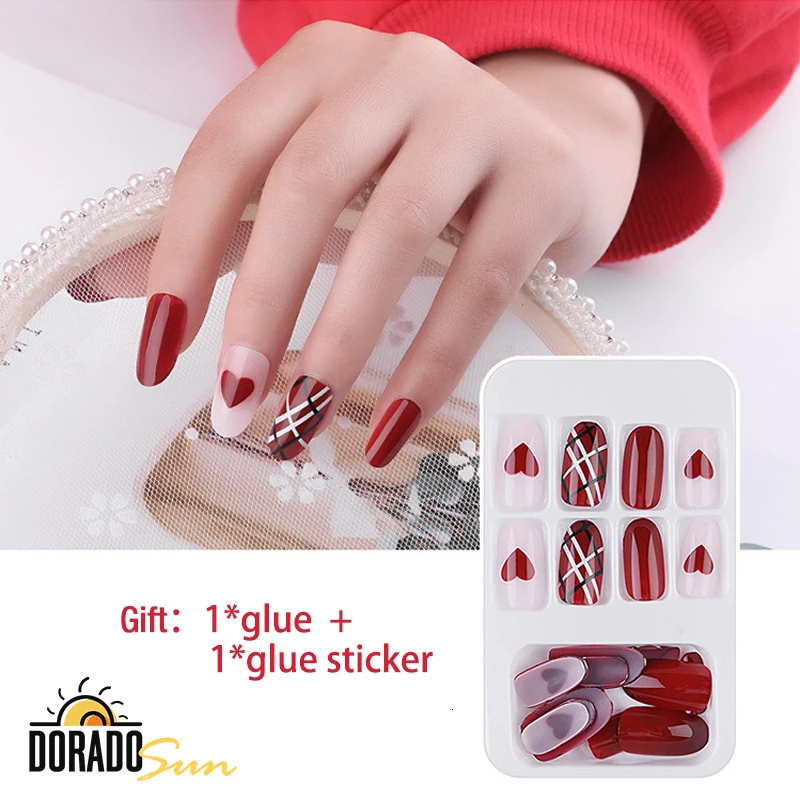 Doradosun 24 шт матовые съемные накладные ногти полное покрытие для наращивания