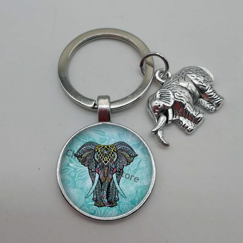 Очарование Слон Стекло выпуклый Круглый Брелок слон брелок партия подарок сумка