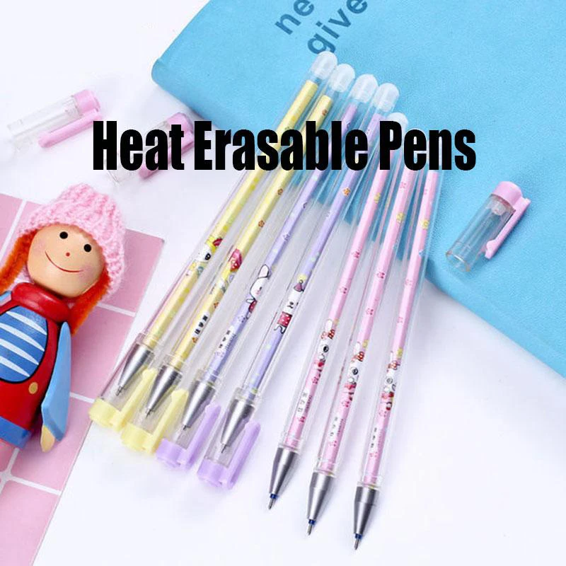 

12PCS Heat Erasable Pens for Student School Black or Blue Pens for Kids Home DJA88