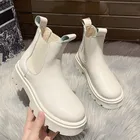 Женские ботильоны на платформе, сезон осень-зима 2021, теплые плюшевые ботинки из искусственной кожи, женская обувь на платформе со шнуровкой для женщин