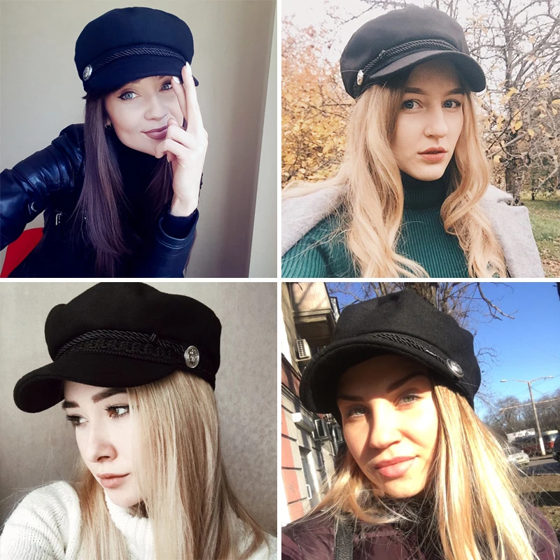 

2020 Trend Winter Hats For Women French Style Wool Baker's Boy Hat New Cool Women Baseball Cap Black Visor Hat Gorras Casquette