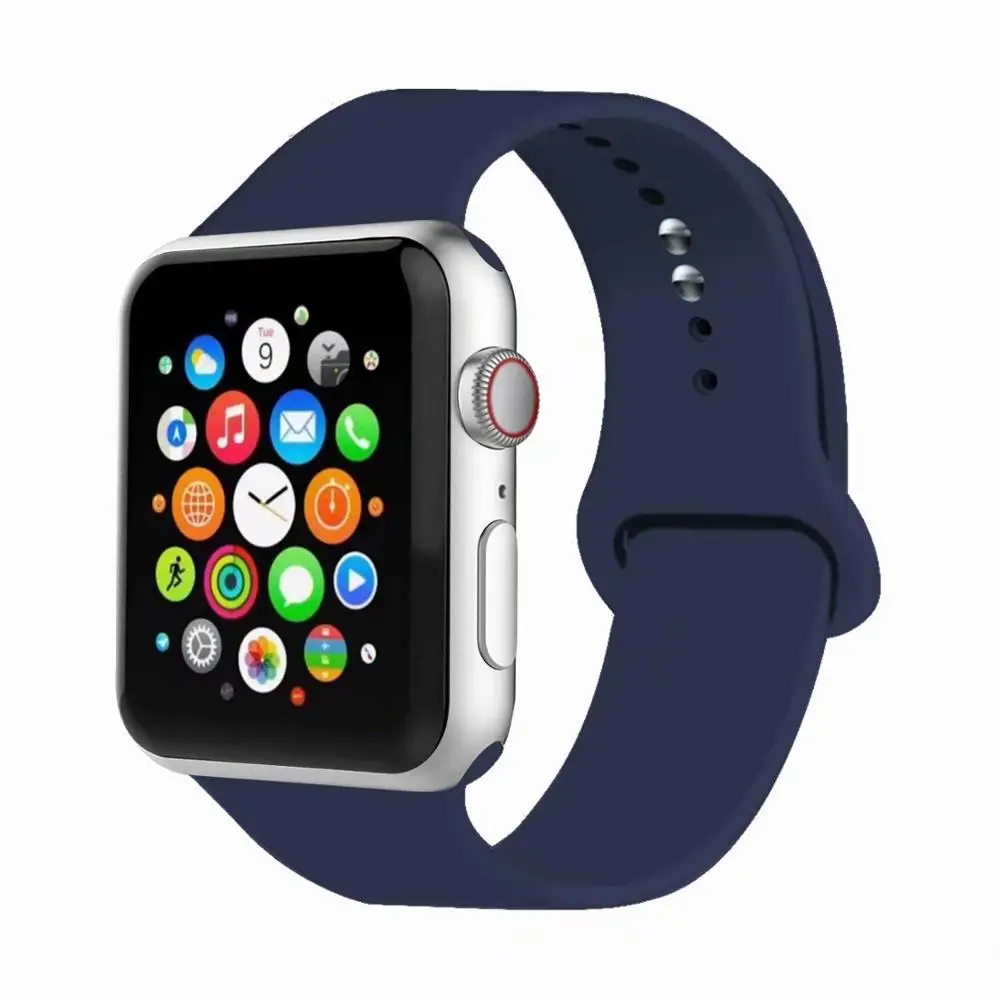 Blue cobalt 32 Цвета мягкого силикона замена спортивный ремешок для Apple Watch группа 44 мм 40 мм Series4/3/2 /42 мм 1 38 мм наручные браслет ремень - Цвет ремешка: Blue cobalt