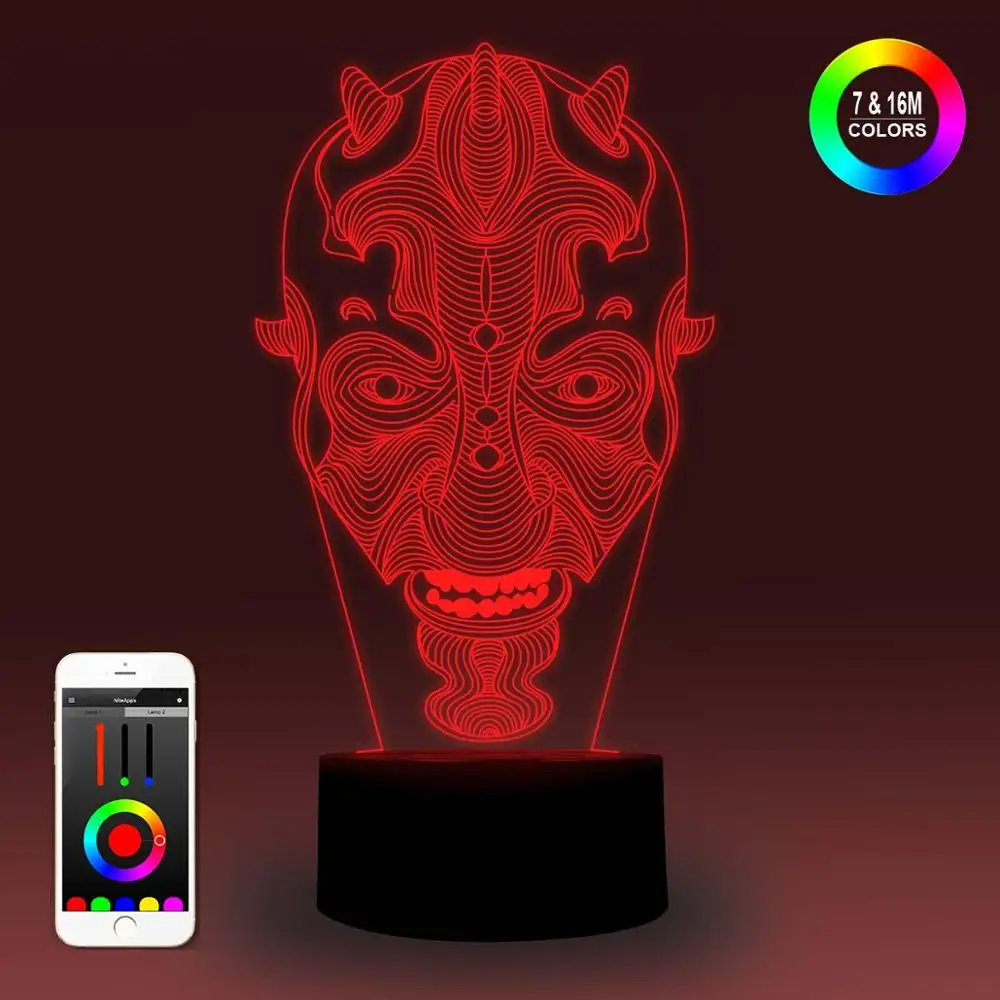 NiteApps 3D Звездные войны Дарт Маул лицо ночник настольная лампа иллюзия Лампа