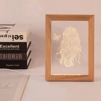 photo frame lamp wooden bedroom decoration novelty valentines day gift 3d night lamp butterfly creative usb bed lamp acrylic