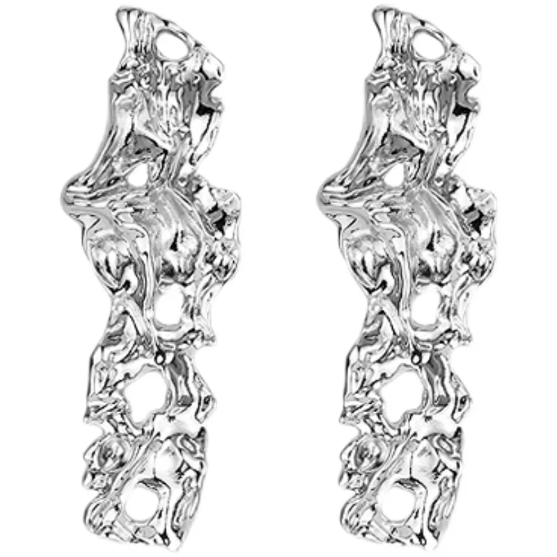 

YANGLIUJIA European And American Style Irregular Metal Earrings Hip-hop Punk Personality Retro Earring Girl Jewelry Gift 2021