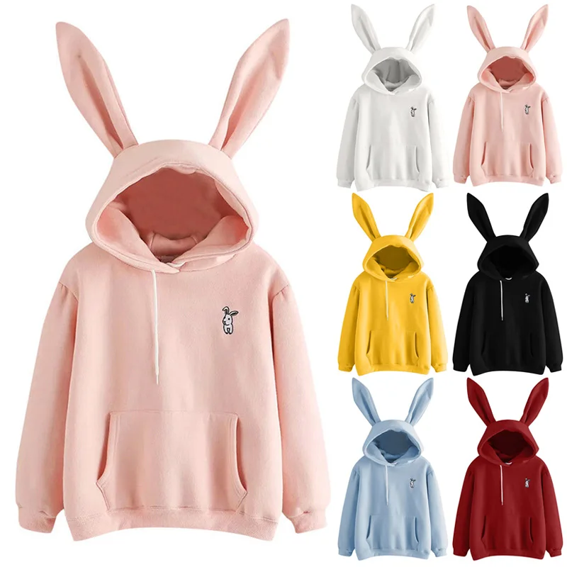 Новая модная женская толстовка с длинным рукавом и кроликом пуловер заячьими