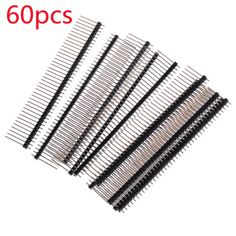 

60pcs/lot Row 40 Pin 2.54mm Male Pin Header Connector PCB Board Pin Strip Electronic Component Raw For Arduino Prototype Shield