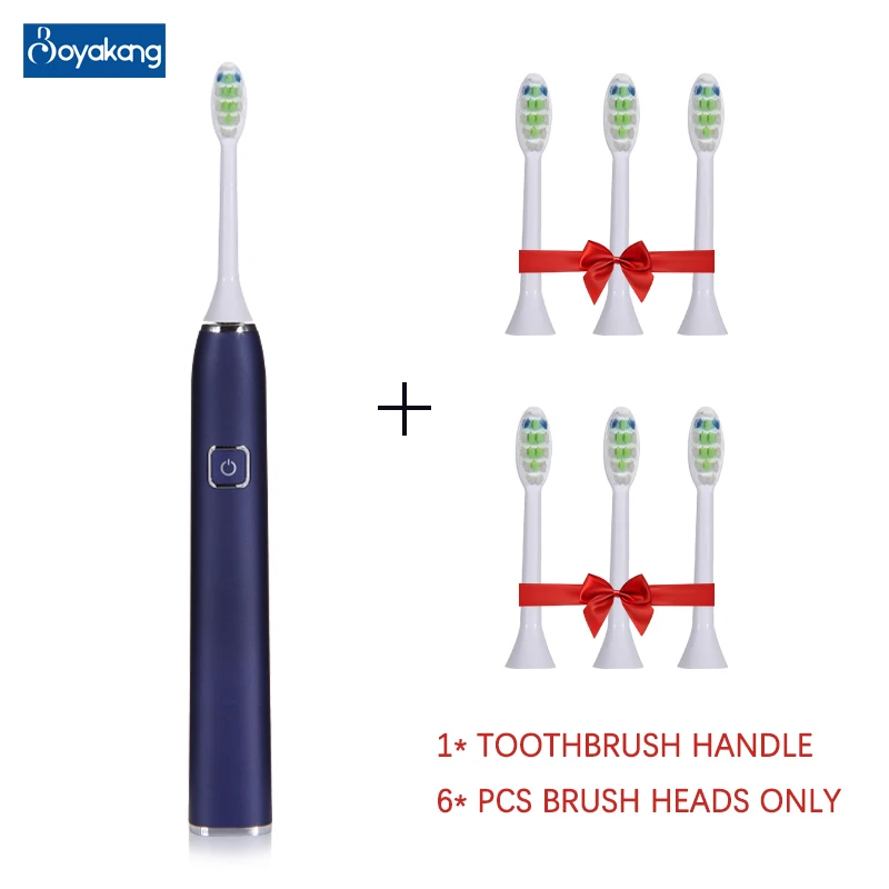 

Boyankang Sonic Electric Toothbrush Rechargeable IPX7 Waterproof Inductive Charging 6 Replaceable Heads Dupont Bristles