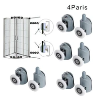 8pcsset bathroom shower door sliding cabins pulley castor enclosures runners upper lower rollers wheels