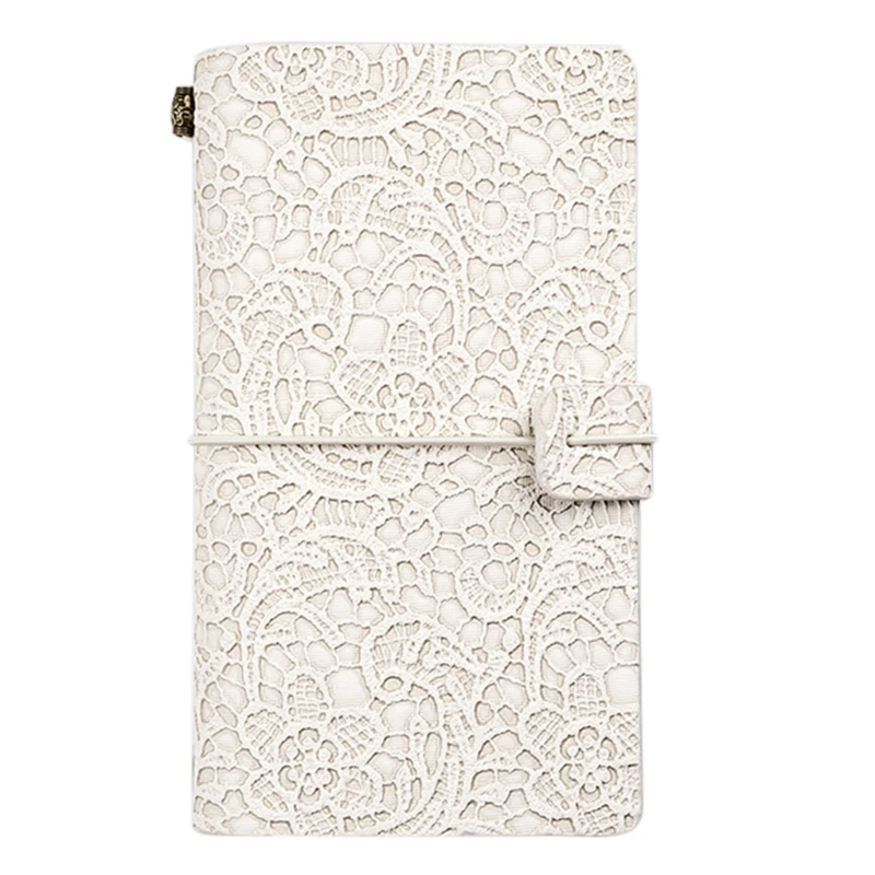 

Vintage A6 PU Leather Writing Notebook Embossed Craft Handbook with Rubber Band Blank Pages for Women Diary Journal