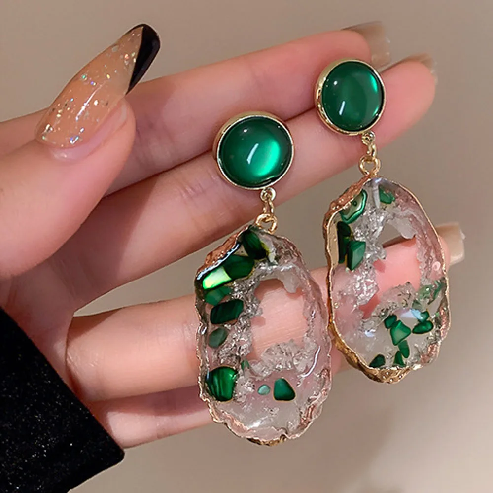 

Модные полые серьги S925 для женщин в Ретро этническом стиле для девушек Универсальные Акриловые Роскошные серьги-гвоздики 2021 трендовые Ювел...