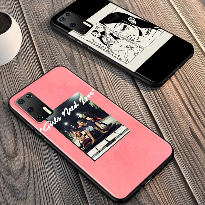 

Summer Walker Fashion For Huawei P40 P30 P20 Pro P10 P9 P8 Lite E Plus 5G 2019 Phone Case Bright Black Silicone Cover