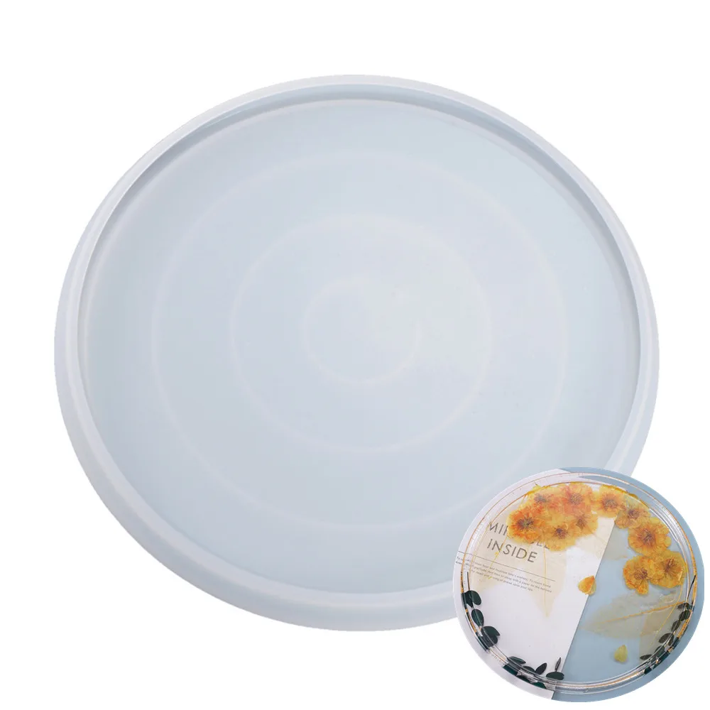 

Круглая подставка 27,4 см, силиконовая форма для эпоксидной смолы, поднос для фруктов «сделай сам», настольный инструмент для изготовления ук...