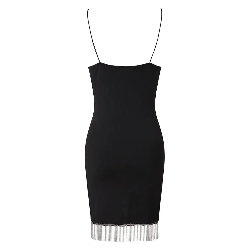 Черное классическое мини платье летнее для ночного клуба Дамское модное