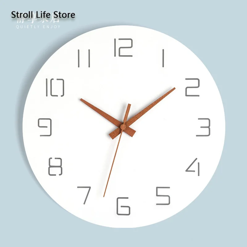 Скандинавские белые настенные часы деревянные тихие Современные Простые для