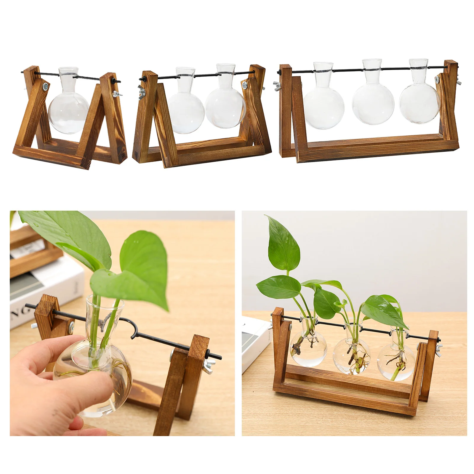 

Propagation Station Glass Hydroponic Planter Bulb Terrarium Vase with Retro