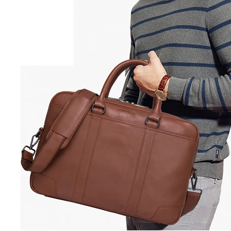

Men's Briefcases Genuine Leather Messenger Bags New Fashion Male Shoulder Bags Laptop Bag Big Casual Handbag Gift For Men