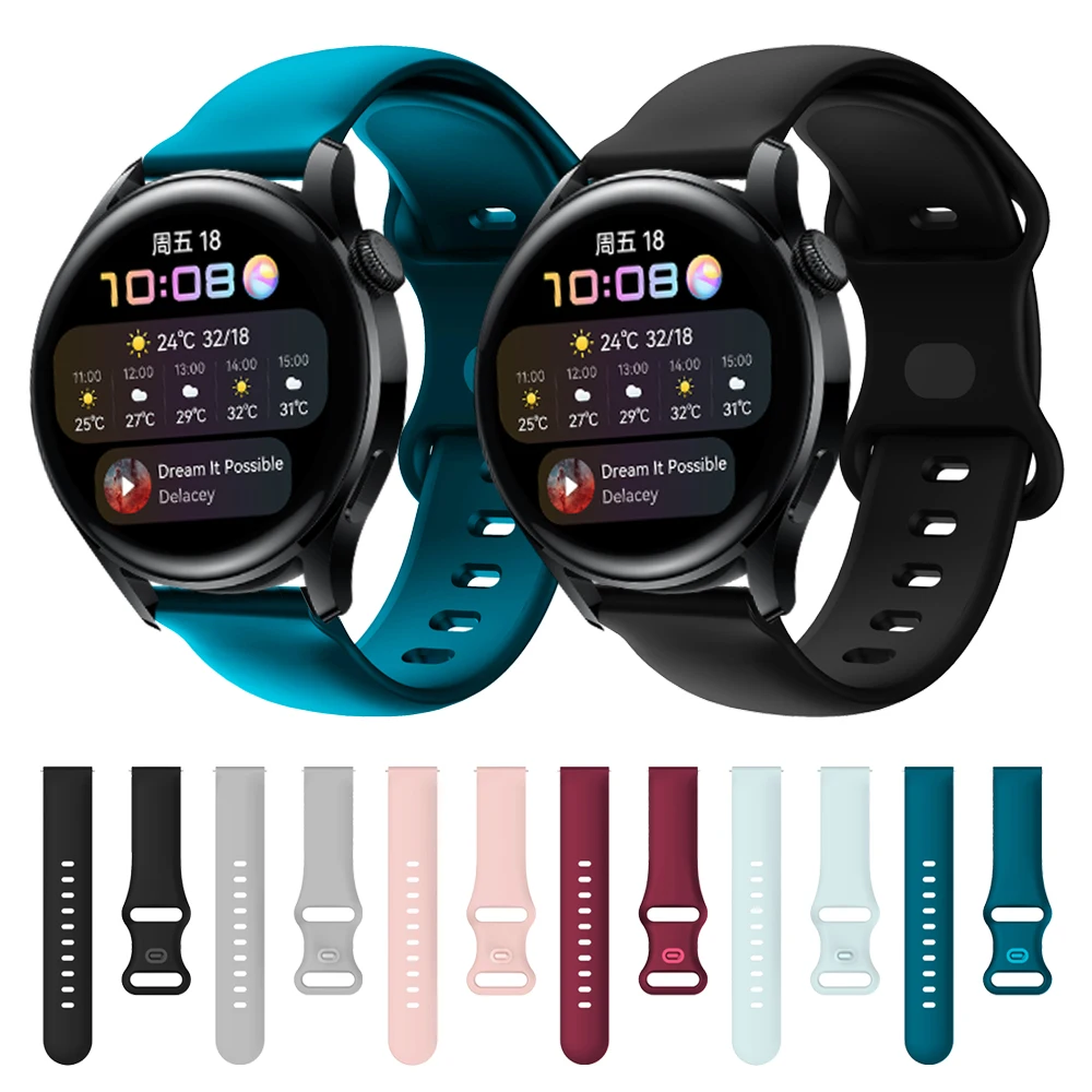 

Ремешок силиконовый сменный с двойной пряжкой Для Huawei Watch 3, спортивный браслет для наручных часов Huawei Watch 3 GT 2e GT2 42 мм 46 мм