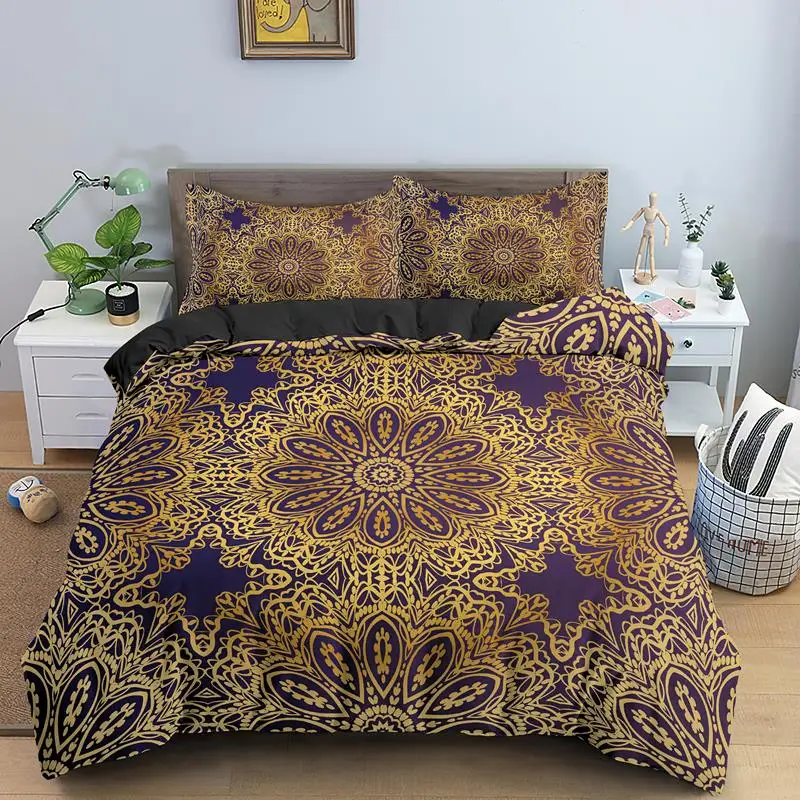 

Traditional Retro Mandala Bedding Set High Quality 2/3PCS Duvet Cover Set With Pillowcase Soft Single Double Queen King Size