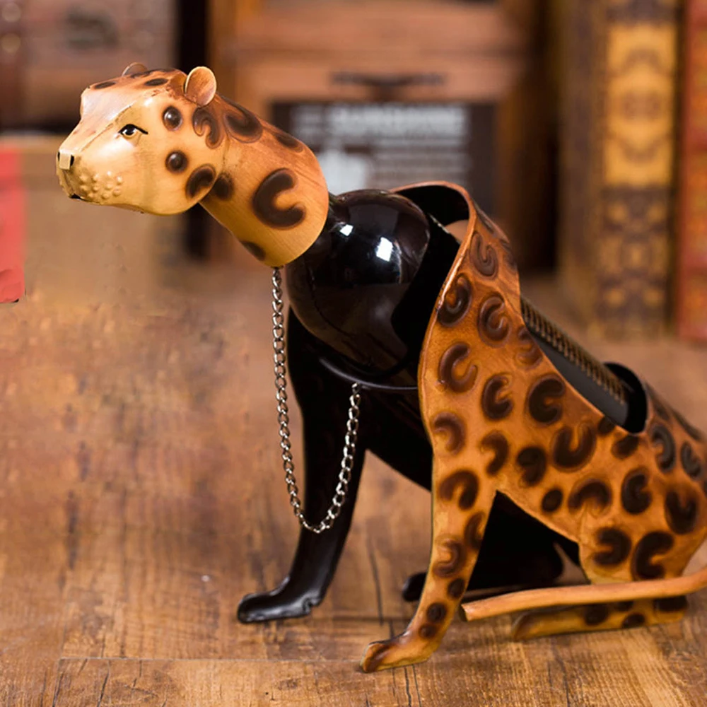 Стойка для вина с изображением кота/льва/леопарда металлическая практичная