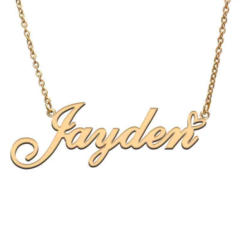 

Love Heart Jayden Name Necklace for Women Stainless Steel Gold & Silver Nameplate Pendant Femme Mother Child Girls Gift