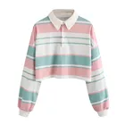 Женский Повседневный Свитшот Bella Philosophy, Радужный пуловер в полоску с открытыми плечами, топ в стиле моряка Мун,