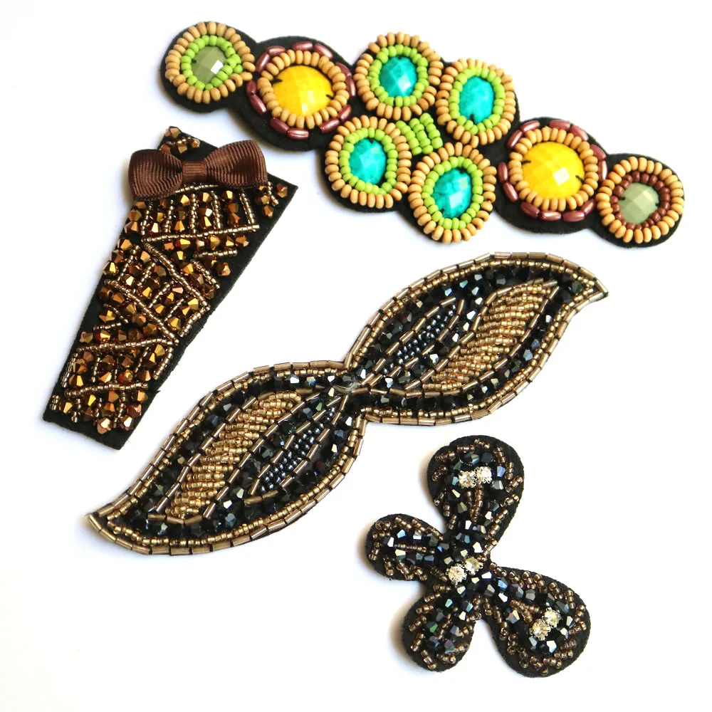 Модные аппликации в виде бабочек из бисера нашивки для одежды шитья своими