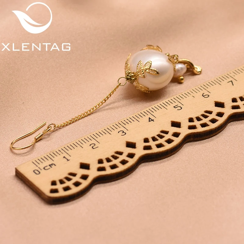 Женские серьги-подвески XlentAg длинные серьги-капельки с жемчугом и кисточками