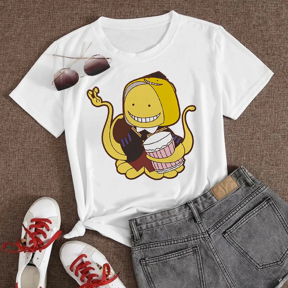 

Assassination Classroom Print T Shirt Women Anime sleeve T Shirt Women Big Yellow Octopus Graphic Personalized Style Clothes