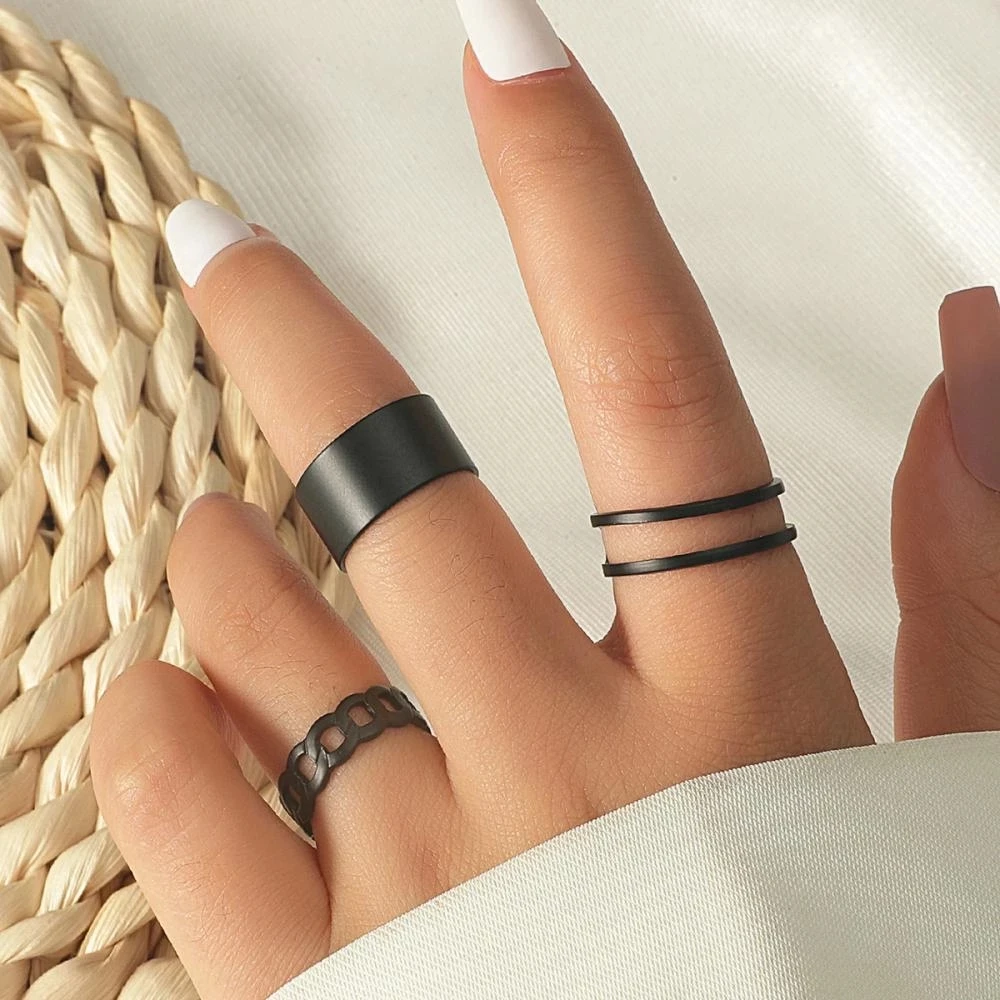 

3pcs/Set Fashion Punk Ring Simple Design Vintage Gold Silver Color Joint Rings Sets for Women Jewelry Korean Version Joint Ring