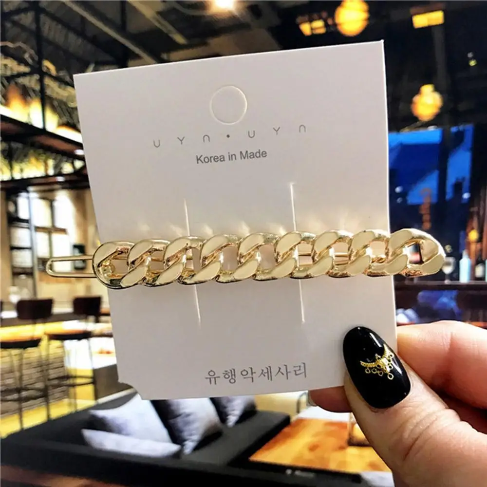 Модная заколка для волос в стиле панк с золотой цепью аксессуары женские заколки