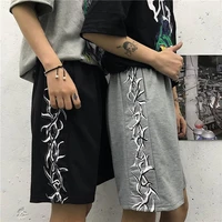 shorts mens summer wear hip hop tide wild harajuku simple printed straight loose high waist casual five point pants
