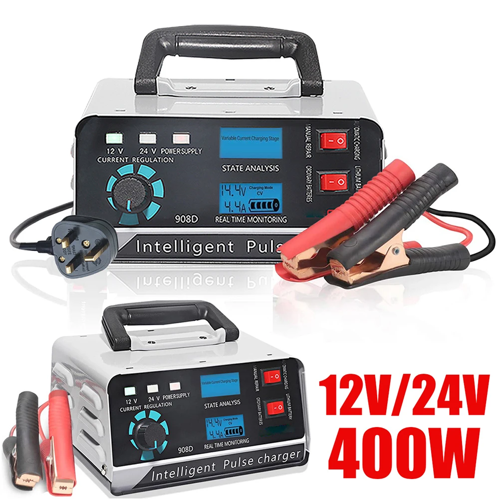 12v24v car smart battery charger automotive battery charger maintainer trickle charger for car truck boat motorcycle rv 400w free global shipping